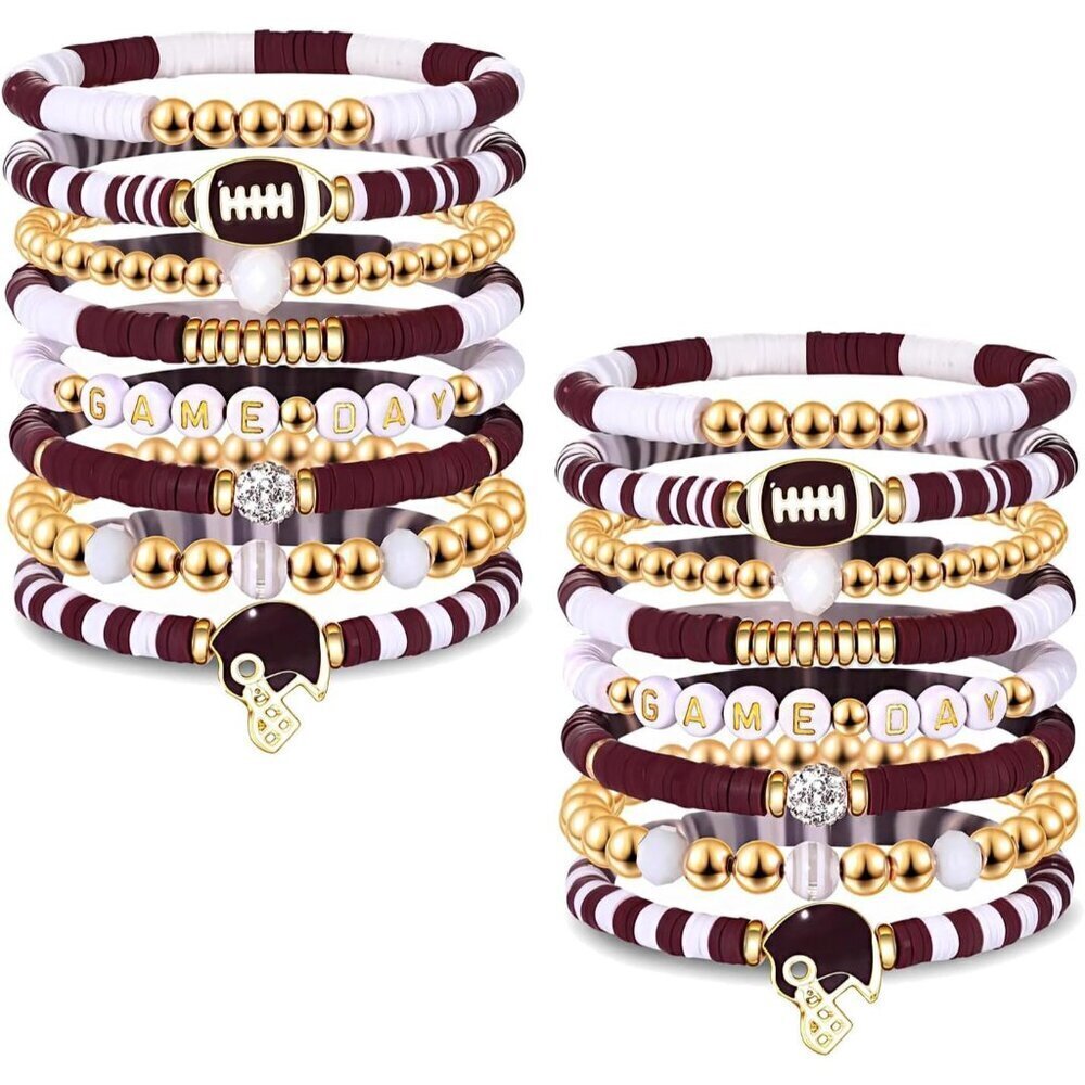 Game Day Bracelets Women Beaded Football Accessories Sports Jewelry